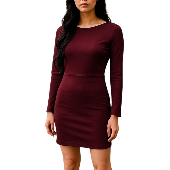 Aritzia Wilfred Long Sleeve Dress Burgundy - Picture 1 of 8